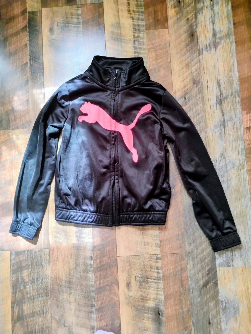 Puma Black Kids Jacket with Pink Puma Logo